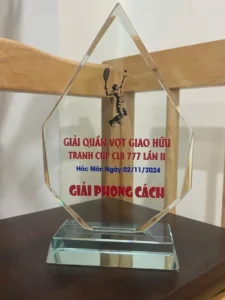 Kỷ niệm chương pha lê thủy tinh NHO cao tổng 16cm 18cm 20cm 22cm — ảnh thành phẩm SAIGONPR đã giao