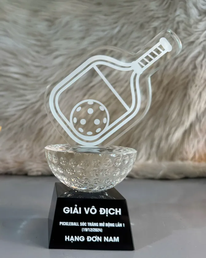 Kỷ niệm chương pha lê thủy tinh TVOPL cao tổng 32cm