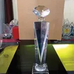 Kỷ niệm chương pha lê thủy tinh TVUPL cao tổng 24cm — ảnh thành phẩm SAIGONPR đã giao