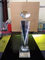 Kỷ niệm chương pha lê thủy tinh TVUPL cao tổng 24cm