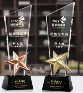 Kỷ niệm chương pha lê thủy tinh X40 cao tổng 22cm 25cm 28cm — ảnh thành phẩm SAIGONPR đã giao