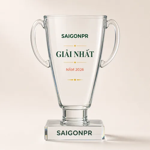Kỷ niệm chương pha lê thủy tinh 2L1 cao tổng 18cm 20cm 22cm
