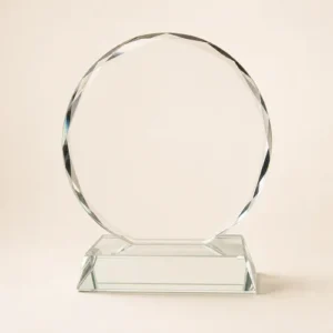 Kỷ niệm chương pha lê thủy tinh Cúp tròn TRO cao tổng 14cm 16cm 18cm 20cm — ảnh thành phẩm SAIGONPR đã giao